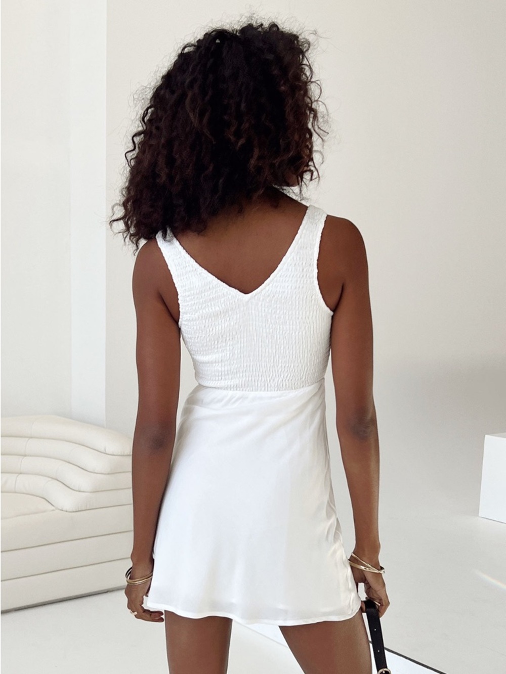 NEW Princess Polly Bareena Mini Dress White Tie Front V-Neck - Picture 3 of 7
